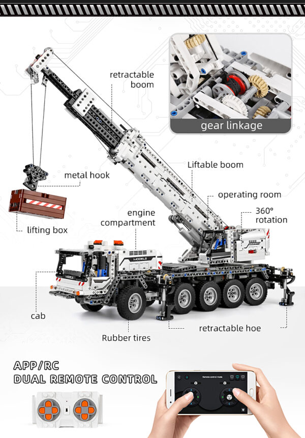 ⁦דגם מנוף מכאני תואם לגו Mould King 17034 Mechanical Crane מנוף מכאני עם שלט⁩ – תמונה ⁦3⁩