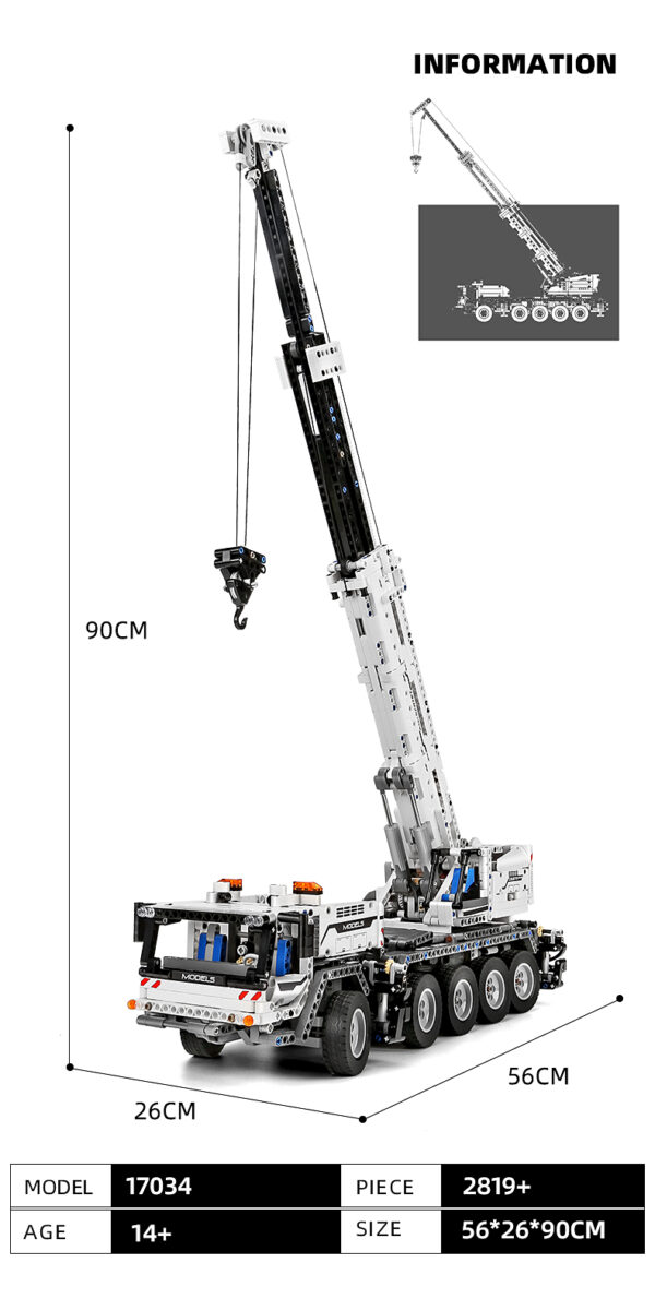 ⁦דגם מנוף מכאני תואם לגו Mould King 17034 Mechanical Crane מנוף מכאני עם שלט⁩ – תמונה ⁦4⁩