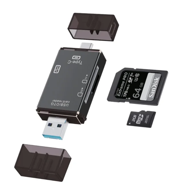 קורא כרטיסי זיכרון 6 ב-1 חיבור USB / TYPE-C