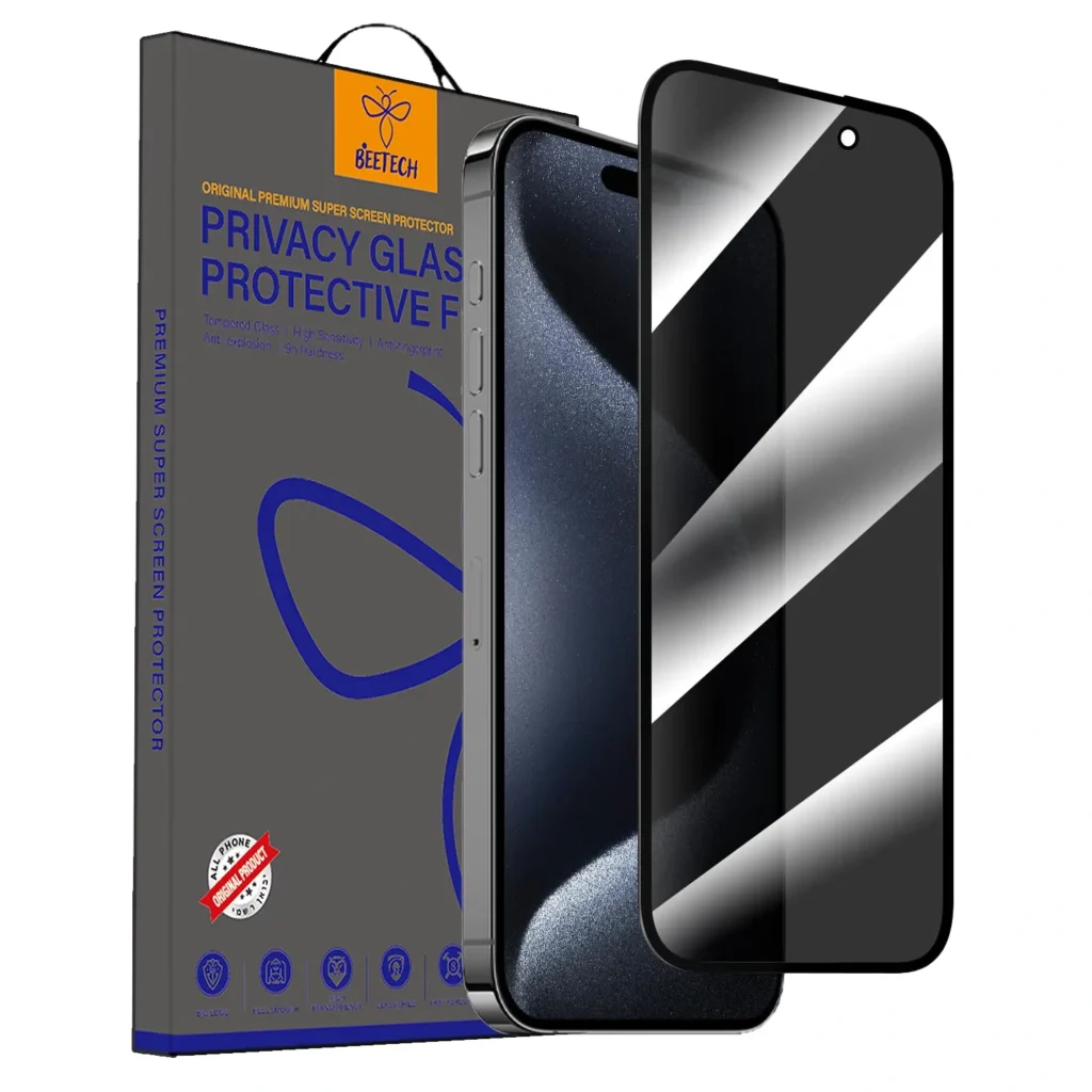 מגן מסך זכוכית מלאה BeeTech Privacy פרטיות ל- iPhone 16 Pro
